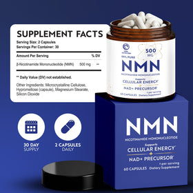 Nobi Nutrition Complément NMN 500mg flacon sur fond blanc