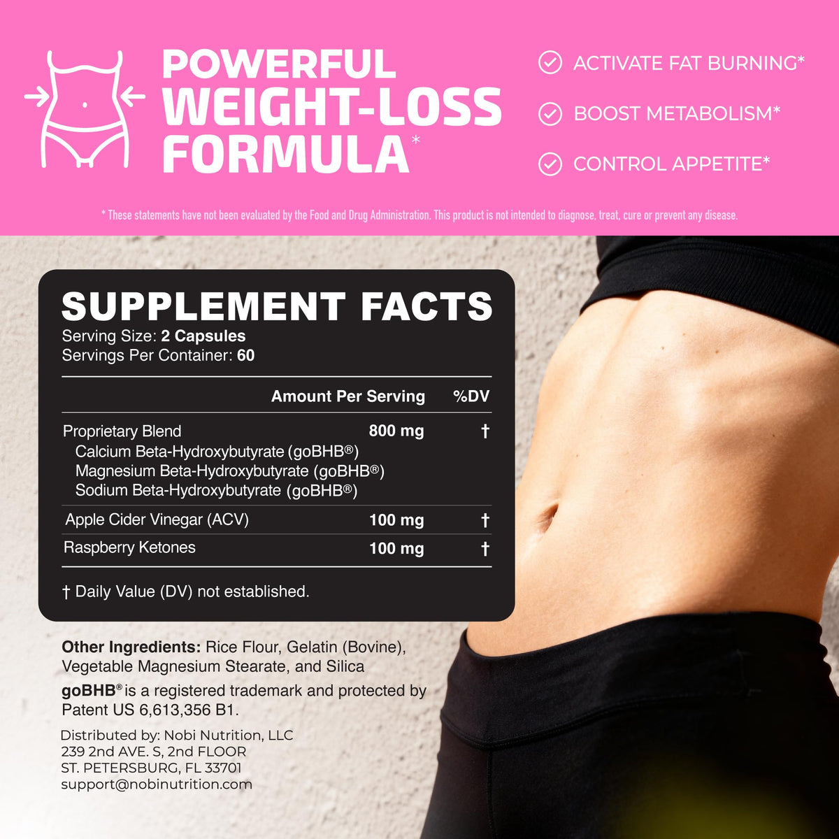 Nobi Nutrition Compléments Alimentaires Femmes 132g, format de la boîte