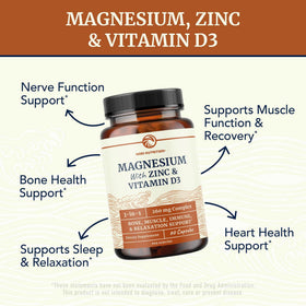 Nobi Nutrition complexe Magnésium Zinc Vitamine D3 260mg étiquette