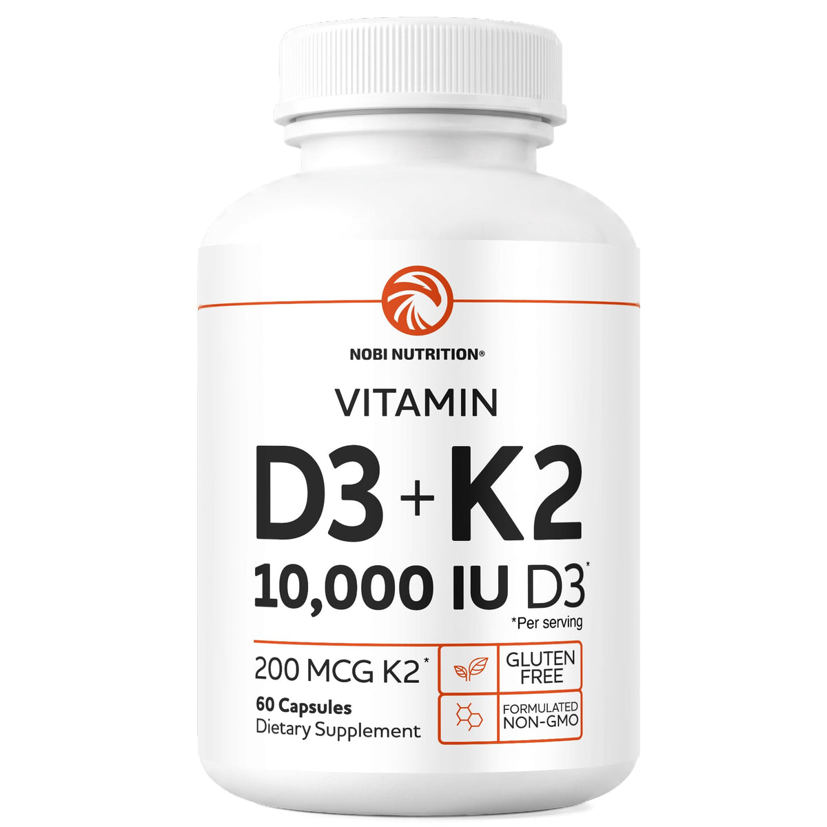 Nobi Nutrition D3 K2 10000 IU 200 mcg capsules en boîte