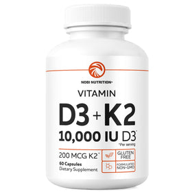 Nobi Nutrition D3 K2 10000 IU 200 mcg capsules en boîte