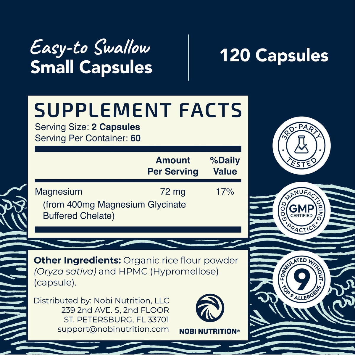 Nobi Nutrition Magnésium Glycinate 400mg bouteille sur une table