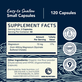 Nobi Nutrition Magnésium Glycinate 400mg bouteille sur une table