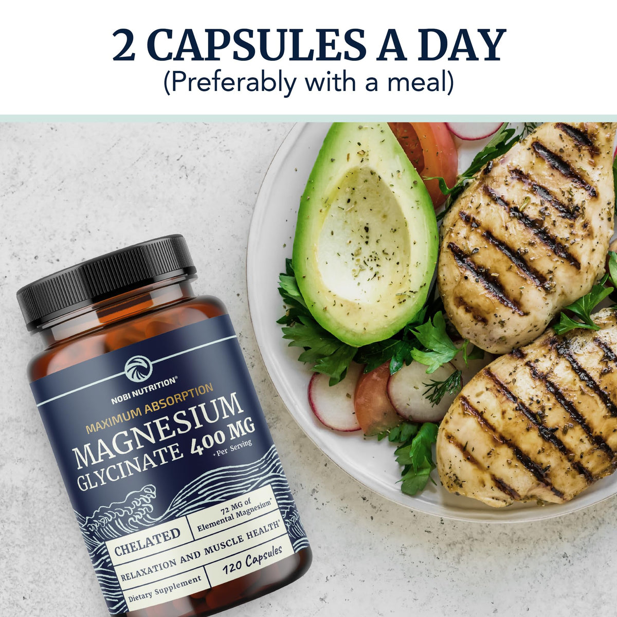 Nobi Nutrition Magnésium Glycinate 400mg capsules ouvertes