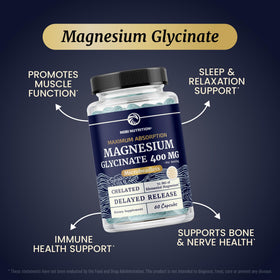 Nobi Nutrition Magnésium Glycinate 400mg, capsules sur un fond blanc