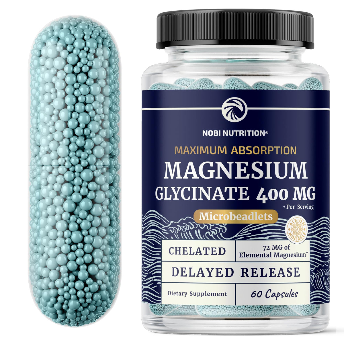 Nobi Nutrition Magnésium Glycinate 400mg, vue avant de l'emballage