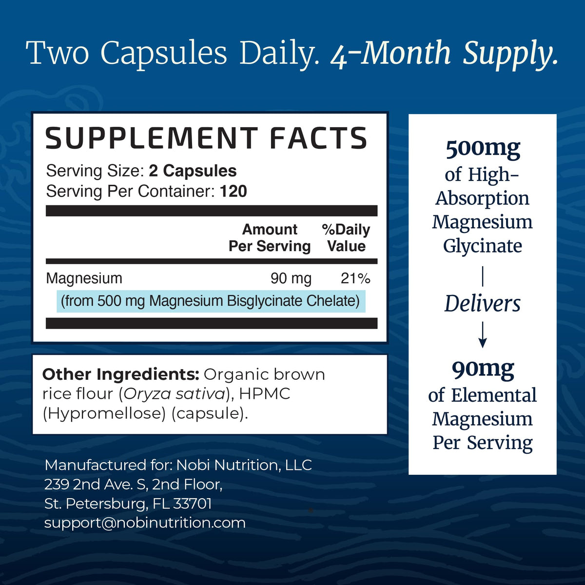 Nobi Nutrition Magnésium Glycinate 500mg ingredients list