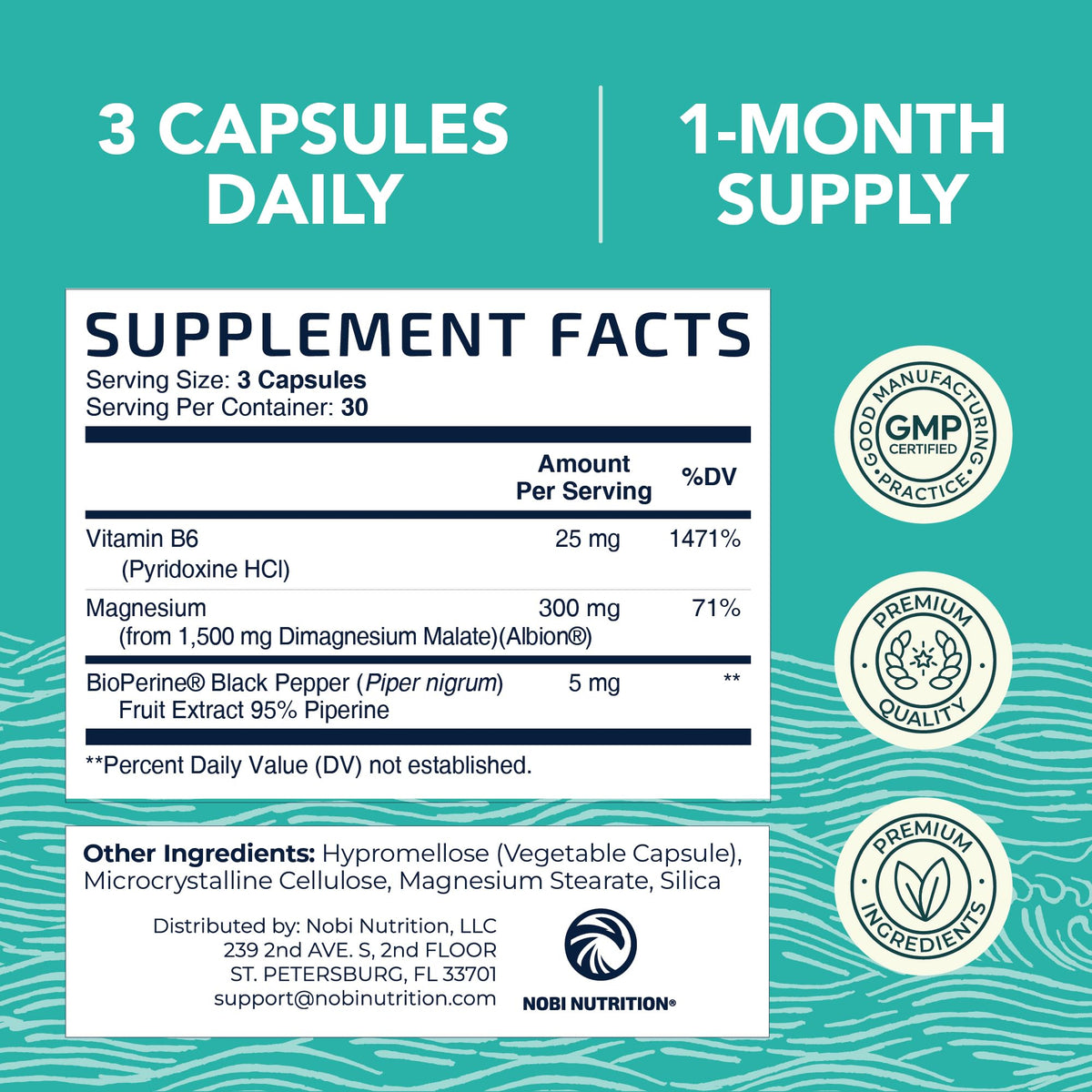 Nobi Nutrition Magnésium Malate 1500MG gélules et ingrédients