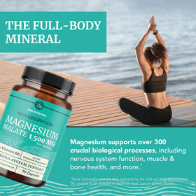 Nobi Nutrition Magnésium Malate 1500MG gélules sur une table en bois