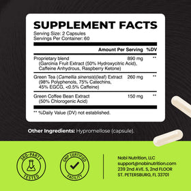 Nobi Nutrition Thé Vert 120 Ct capsules dans une main