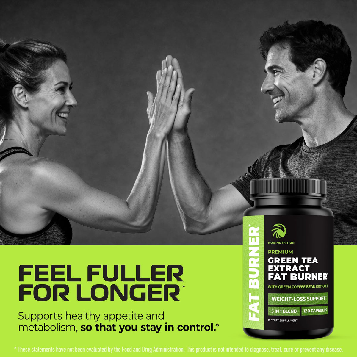 Nobi Nutrition Thé Vert 120 Ct capsules en gros plan