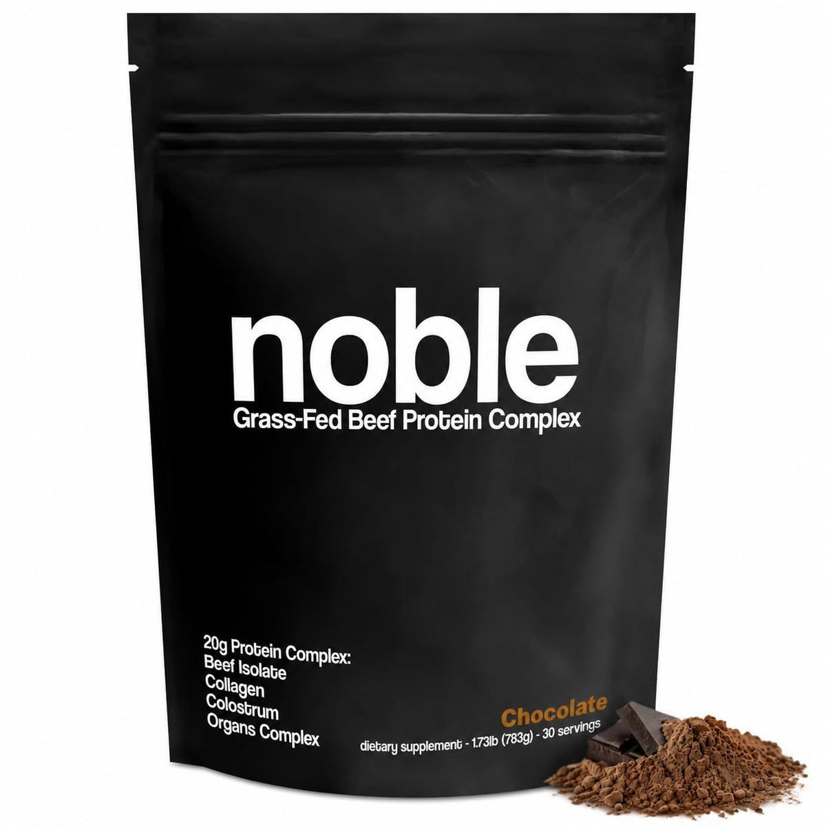 Noble Origins Poudre de Protéine Chocolat 1,75 lbs vue de face