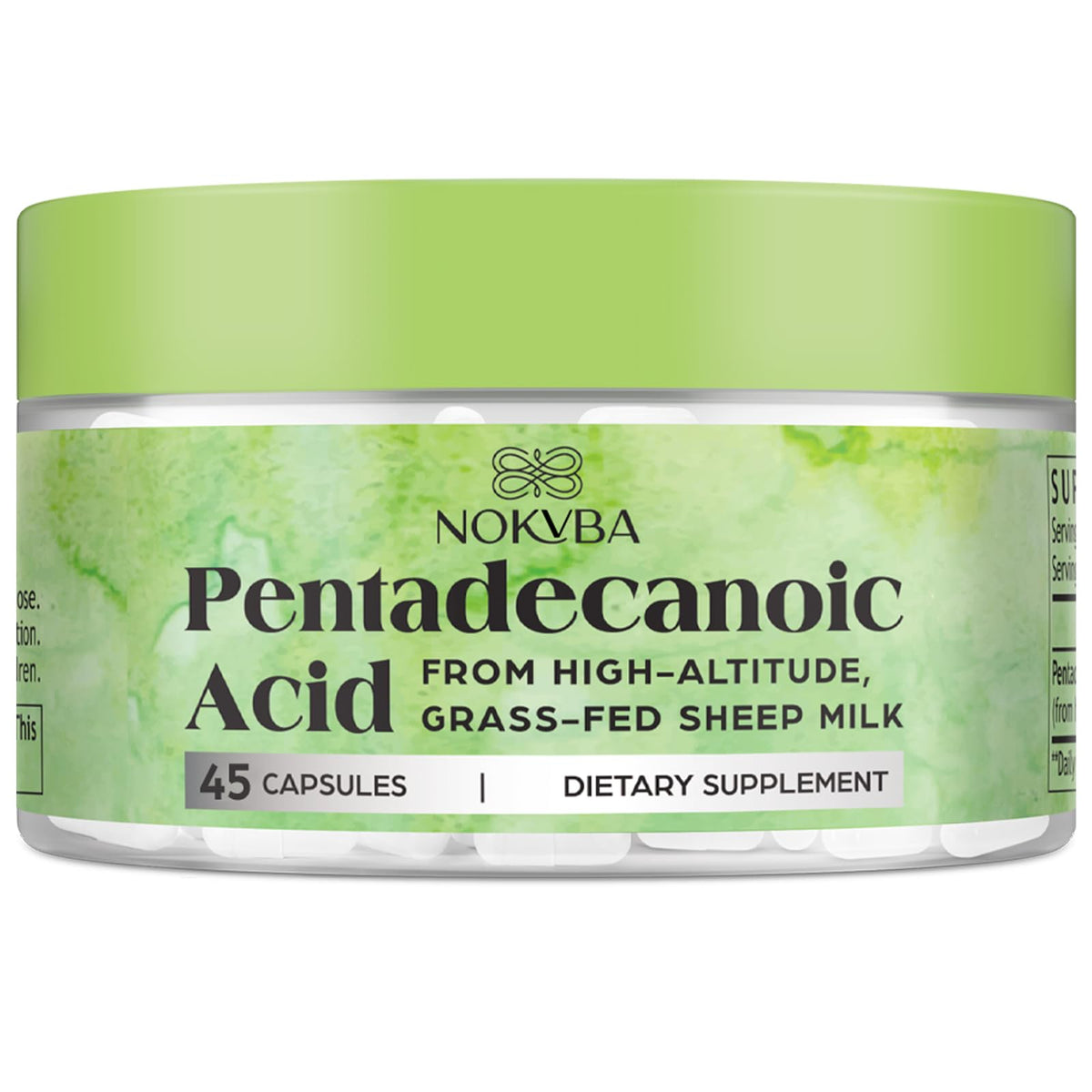 Nokvba Acide Pentadécanoïque C15:0 300mg 45 Capsules vue de face