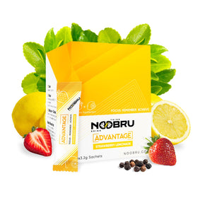 Noobru Advantage Nootropic sachets de citron-fraise en vue de face