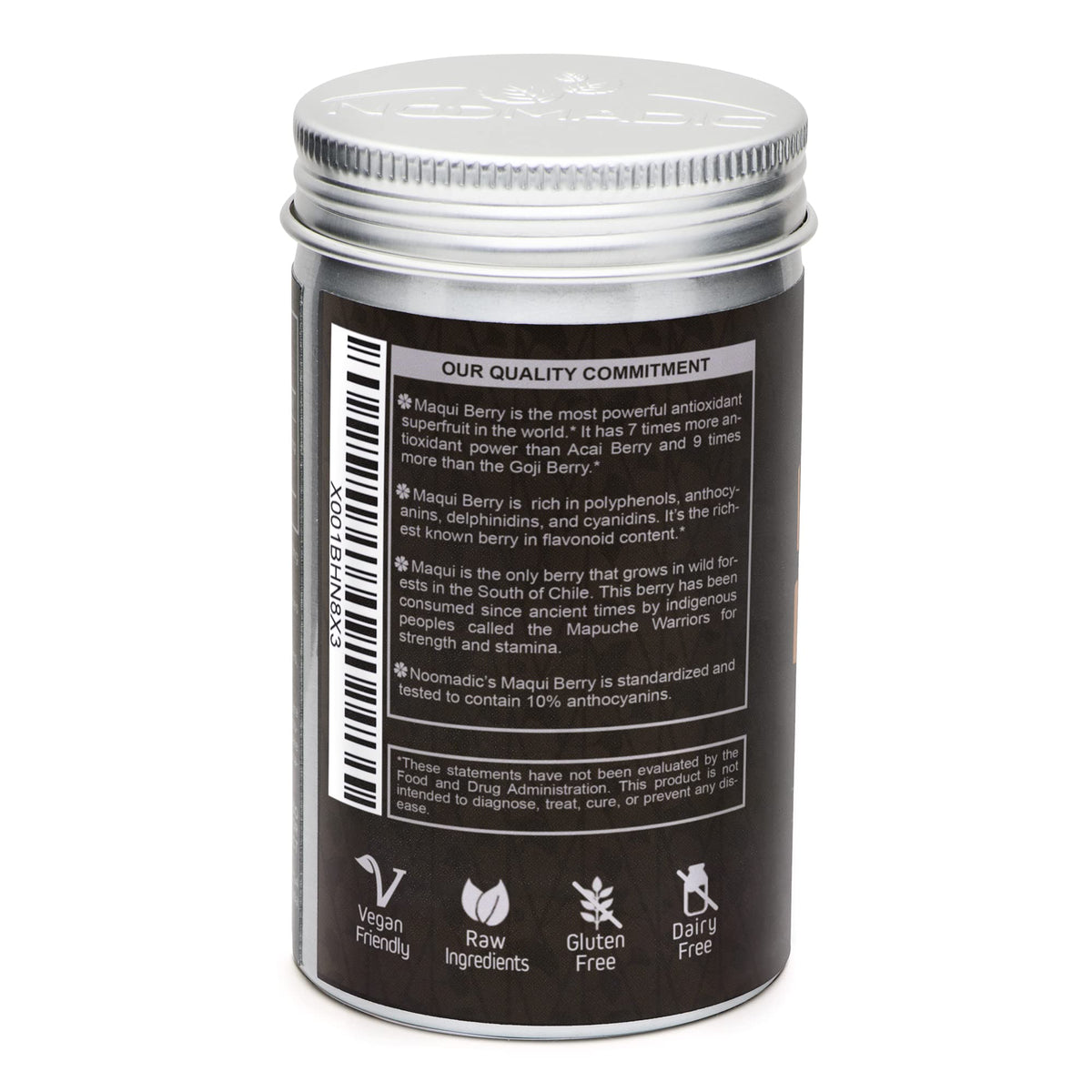Noomadic Maqui Berry 500mg capsules side view