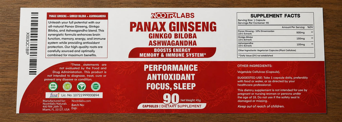 Nootrilabs Ginseng Rouge Coréen avec une capsule ouverte montrant son contenu