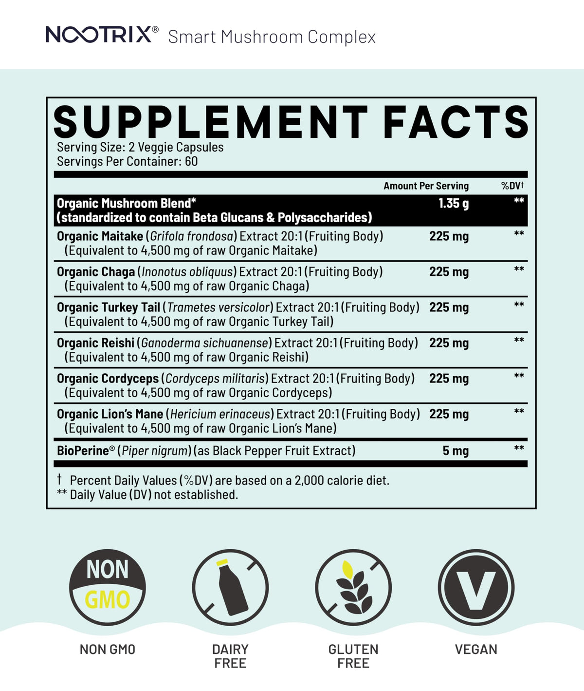 Nootrix Complexe de Champignons Intelligents, flacon ouvert avec capsules