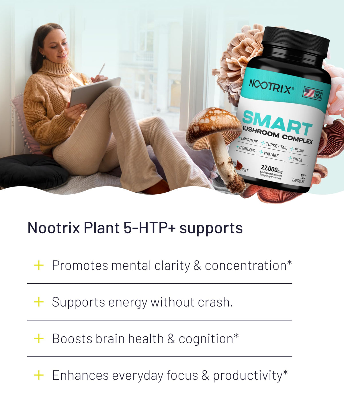 Nootrix Complexe de Champignons Intelligents, vue arrière du flacon