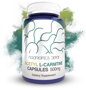 Nootropics Depot Acétyl L-Carnitine 500mg capsules jar front view