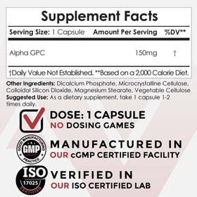 Nootropics Depot Alpha GPC Capsules 150mg dosage et instructions