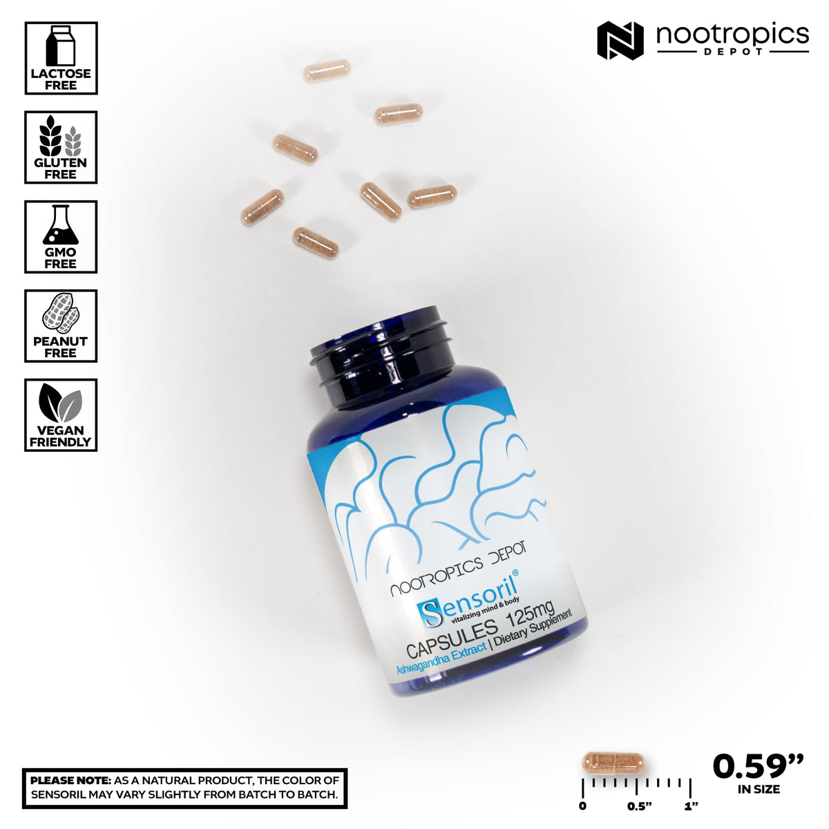 Nootropics Depot Capsules Ashwagandha Sensoril 125mg côté