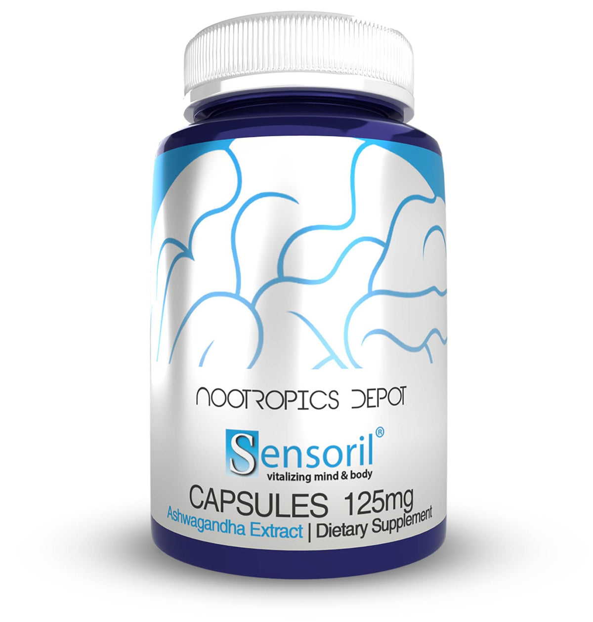 Nootropics Depot capsules Ashwagandha Sensoril 125mg vue avant