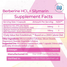 Nootropics Depot Capsules de Berbérine HCL et Silymarine flacon ouvert