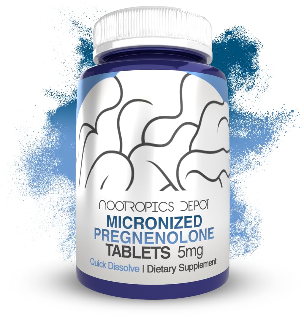 Nootropics Depot comprimés de pregnénolone 5mg, vue avant de l'emballage