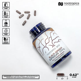 Nootropics Depot Extrait de Gingembre Noir 10% - capsules sur fond blanc