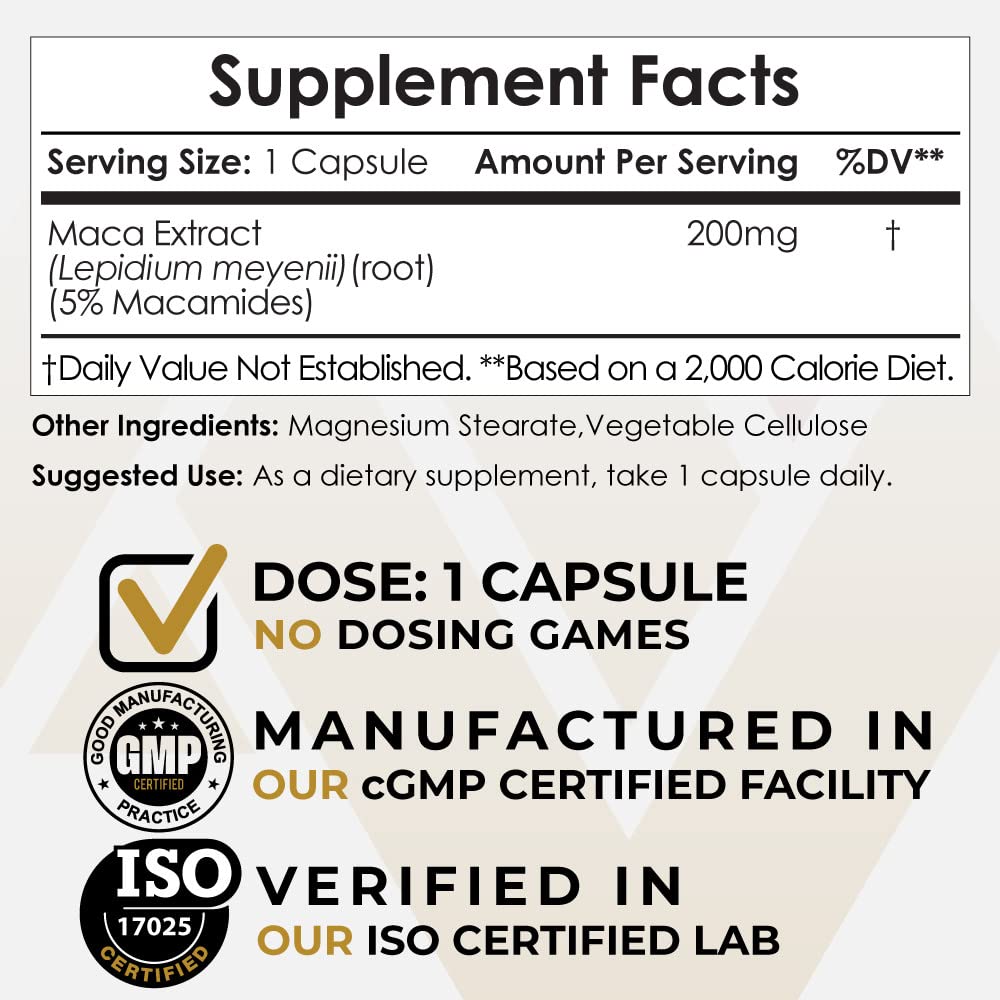 Nootropics Depot Extrait de Racine de Maca capsules avec étiquette