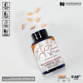 Nootropics Depot Extrait de Safran Haute Potence 30mg Capsules - étiquette