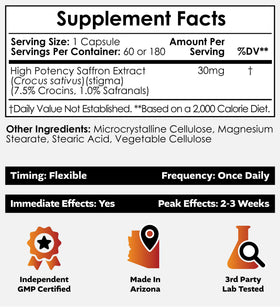 Nootropics Depot Extrait de Safran Haute Potence 30mg Capsules - vue arrière