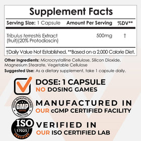 Nootropics Depot Extrait de Tribulus 500mg étiquette du flacon