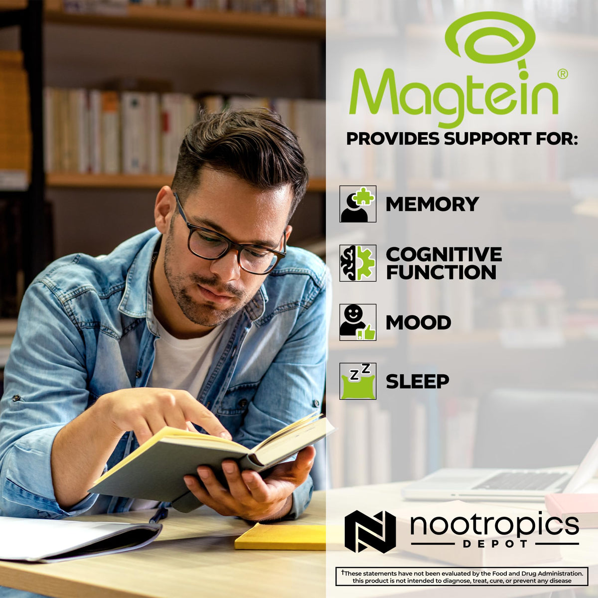 Nootropics Depot Magtein capsules avec étiquette visible
