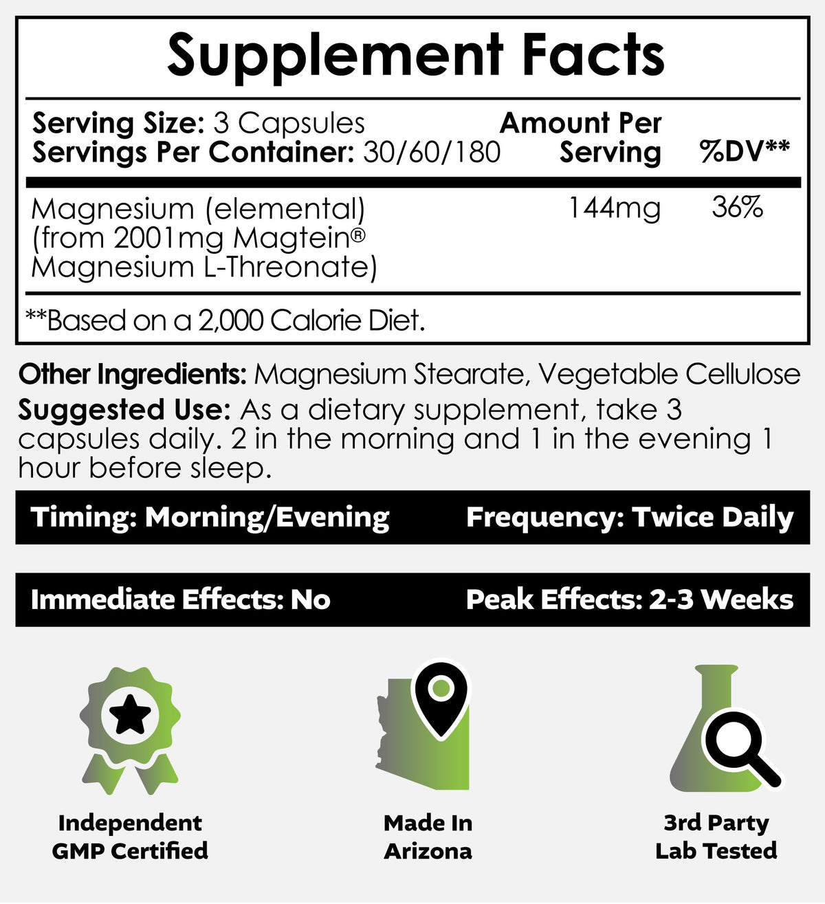 Nootropics Depot Magtein capsules de magnésium sur un fond blanc