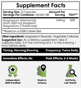 Nootropics Depot Magtein capsules de magnésium sur un fond blanc
