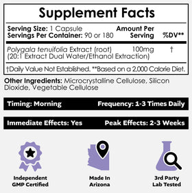 Nootropics Depot Polygala Tenuifolia bottle side view with label