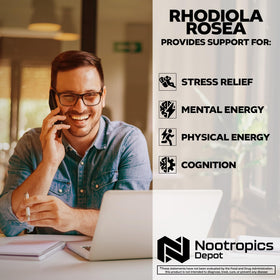 Nootropics Depot Rhodiola Rosea 500mg capsules packaging