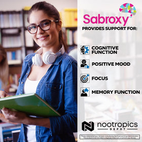 Nootropics Depot Sabroxy® comprimés, prise de vue rapprochée