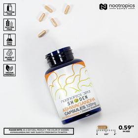 Nootropics Depot Shoden Ashwagandha extrait 120mg capsules avec étiquette
