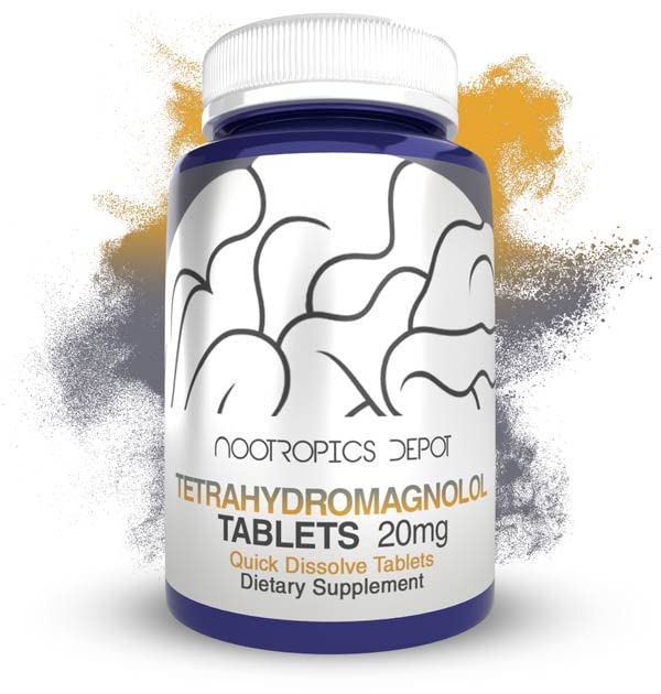 Nootropics Depot Tetrahydromagnolol comprimés à dissolution rapide 20mg, vue de face
