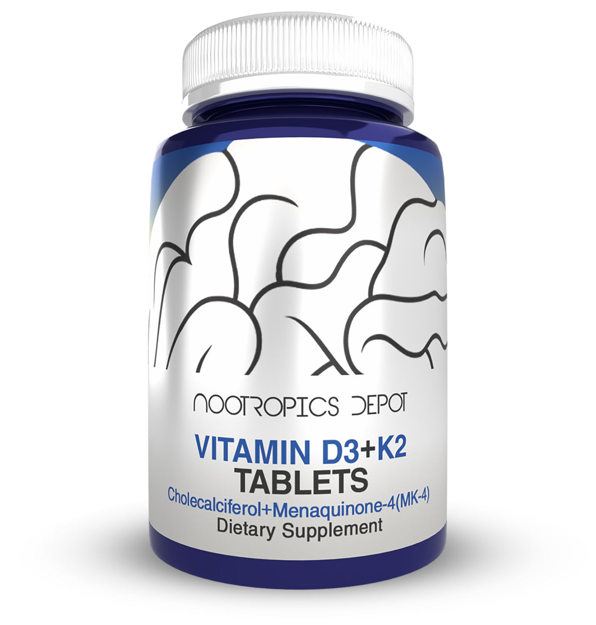 Nootropics Depot Vitamine D3 + K2 + C 365 Tablettes - vue avant