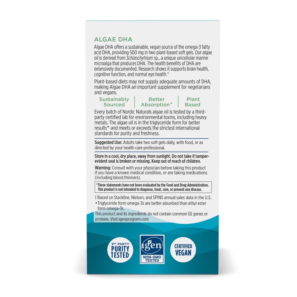 Nordic Naturals Algue DHA 500mg avec un verre d'eau