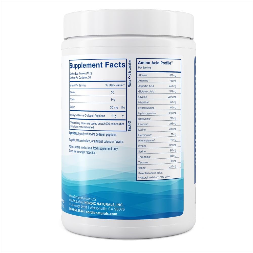 Nordic Naturals Collagen Peptides 10,6 oz scoop and powder