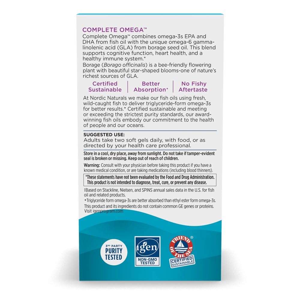 Nordic Naturals Complète Omega-3 gélules dans une main