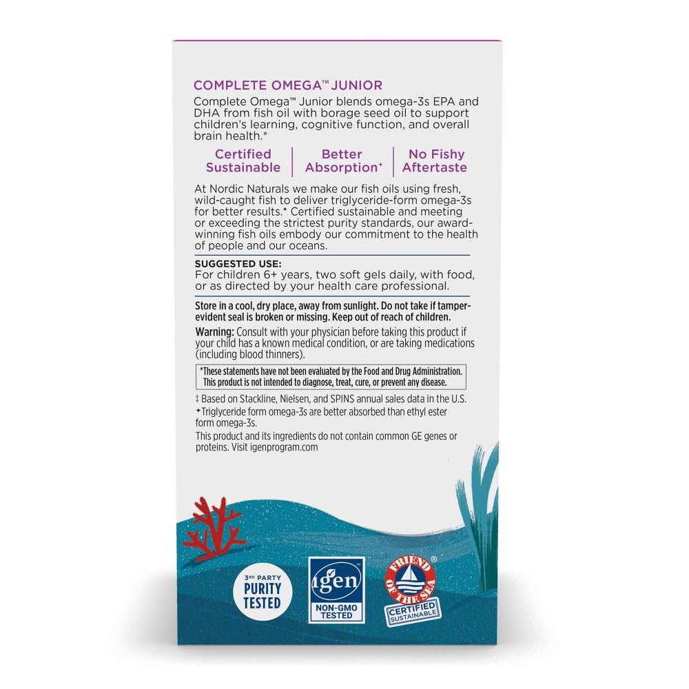 Nordic Naturals Complete Omega Jr. gélules mini sur une table