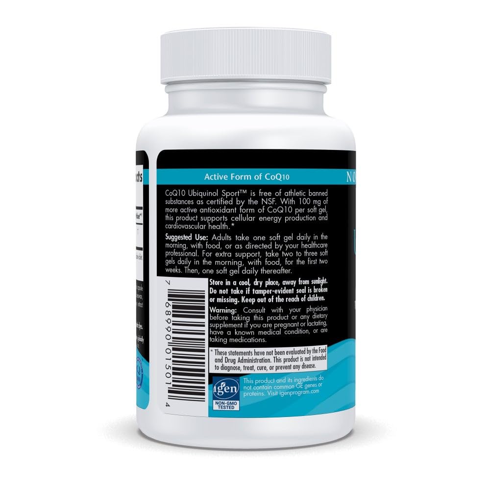 Nordic Naturals CoQ10 Ubiquinol Sport gélules avec un verre d'eau