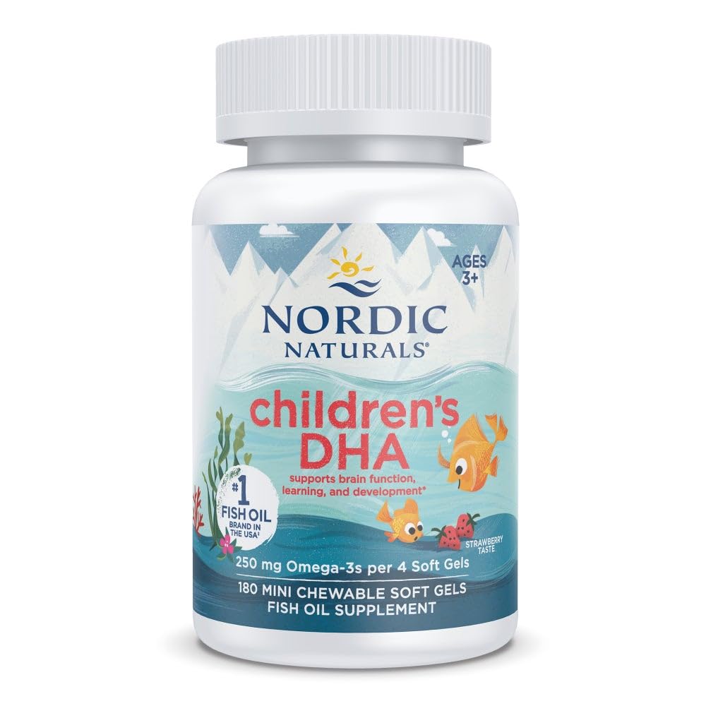 Nordic Naturals DHA Enfants 180 gélules à mâcher fraise, vue de face