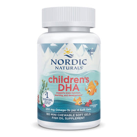 Nordic Naturals DHA Enfants 180 gélules à mâcher fraise, vue de face