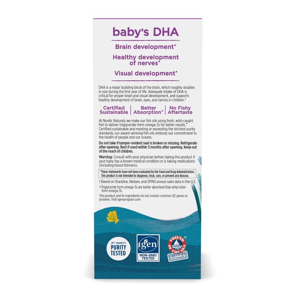 Nordic Naturals DHA pour Bébé 1050 mg Omega-3 bouteille ouverte